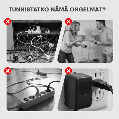 VirtaHubi™ – Monipuolinen jatkopistorasia USB-latauksella ja pehmeällä yövalolla