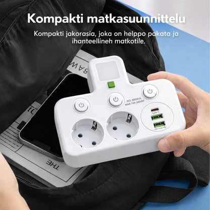 VirtaHubi™ – Monipuolinen jatkopistorasia USB-latauksella ja pehmeällä yövalolla