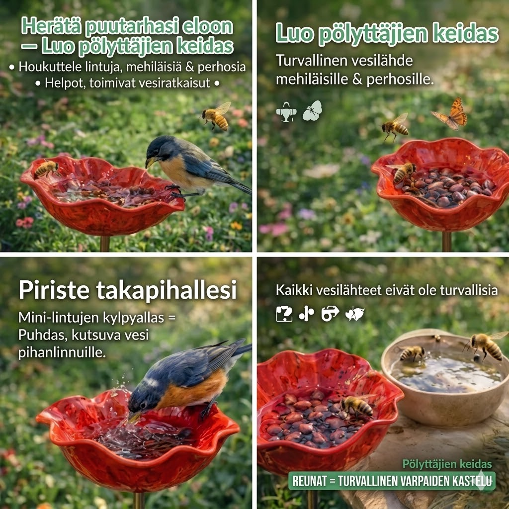 AviFlora™ – Botaninen Juoma-allas Linnuille, Mehiläisille ja Perhosille