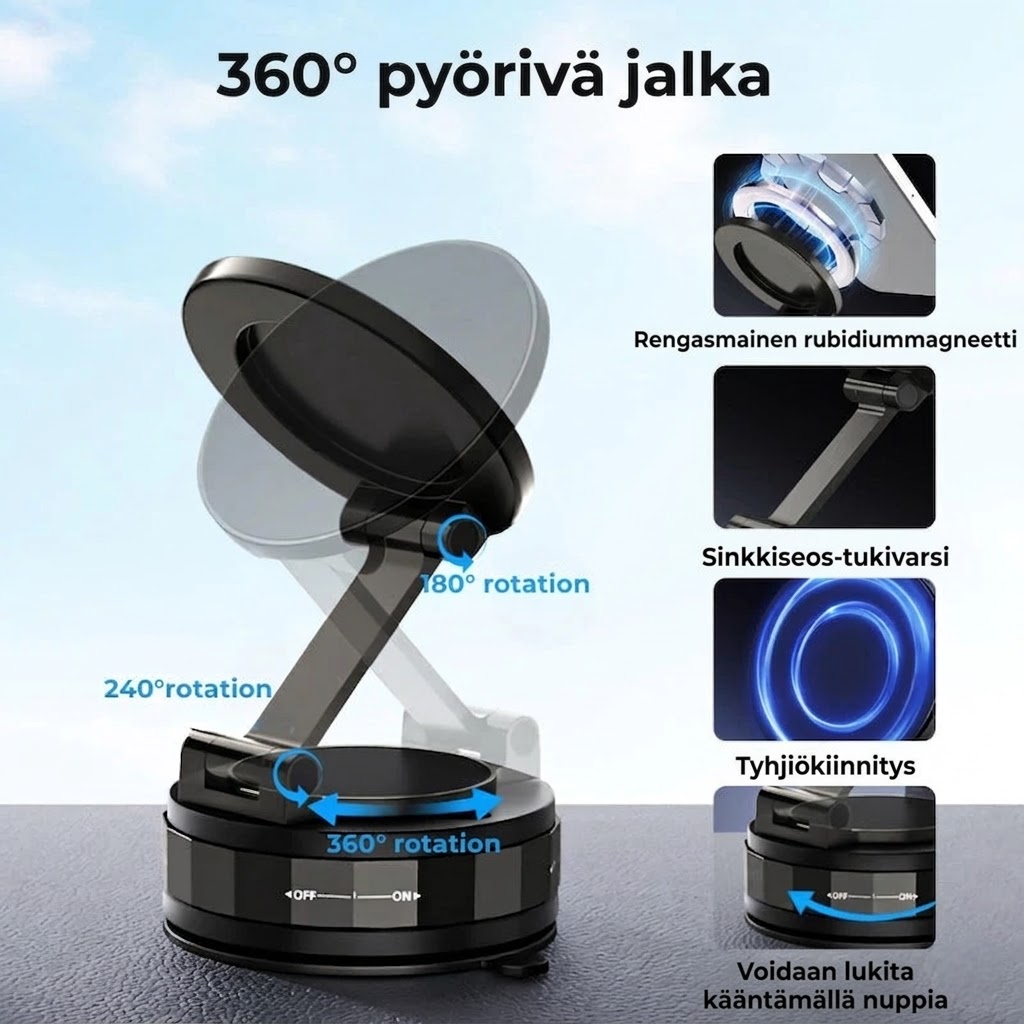 MagnetGrip™ – Magneettinen puhelinteline autoon